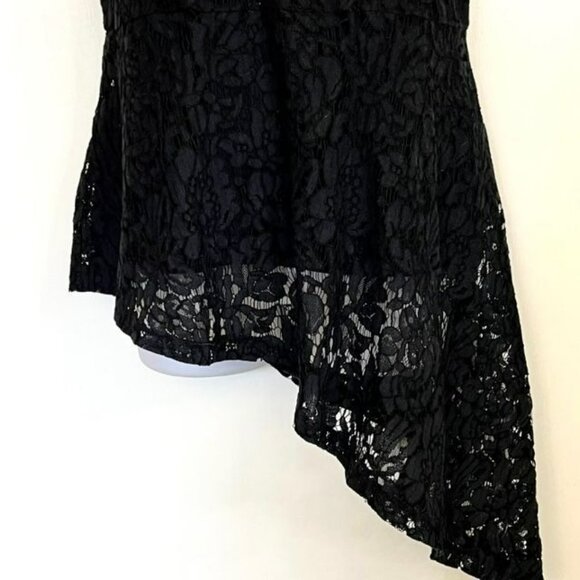 Isaac Mizrahi Live Black Lace Asymmetrical Peplum Tank Top Size Small - Picture 4 of 9